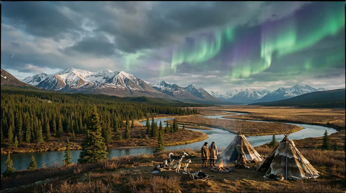 Panorama sauvage Alaska aurores boréales