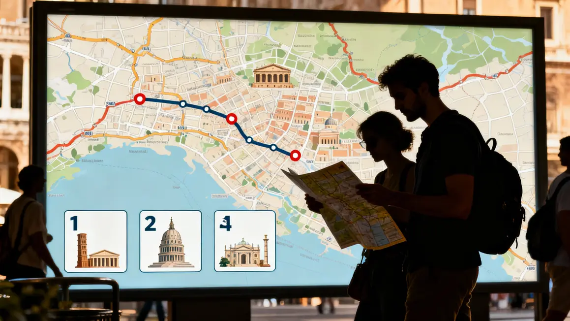 Planning visuel itineraire Rome 4 jours parcours monuments