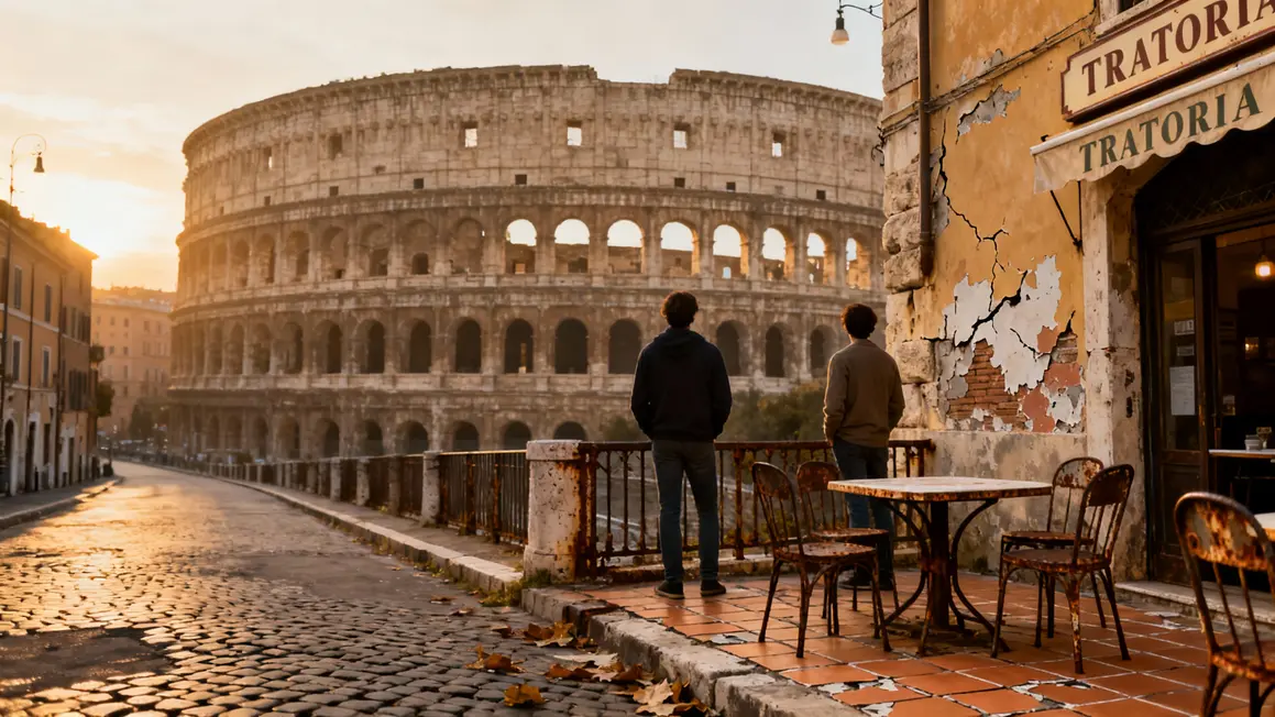 Colisee et ruelles Rome matin quartier historique trattoria