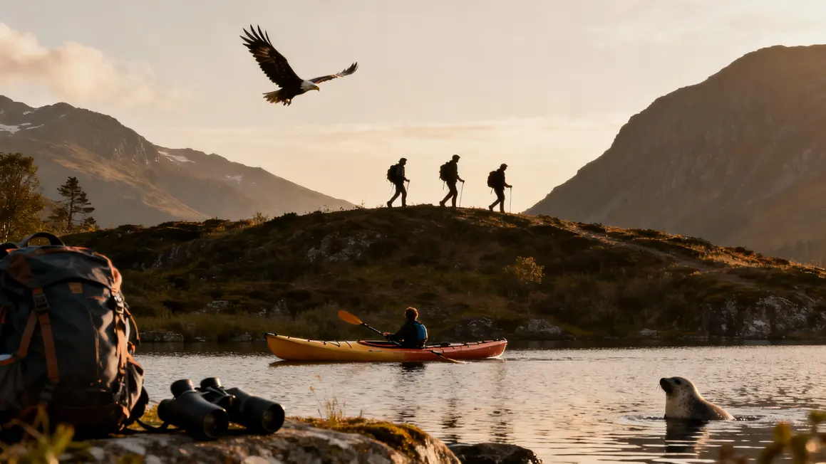 Torridon randonneurs kayak faune montagne