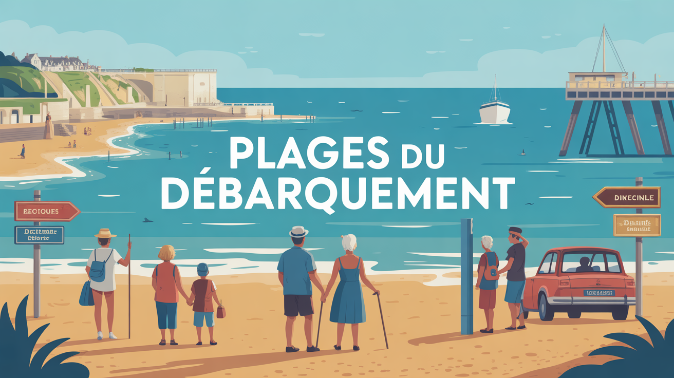 circuit plages du débarquement 1 jour vue stylisee plage normande