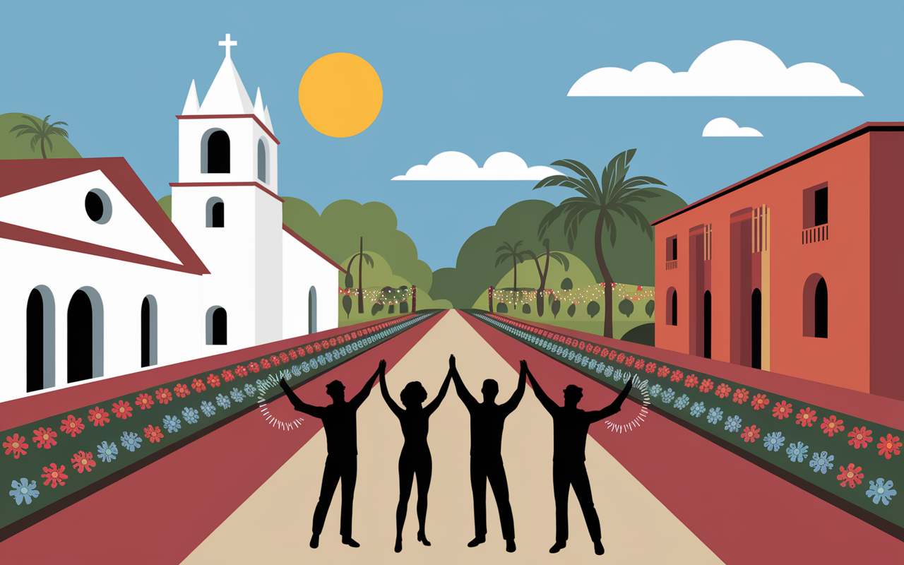 Scène festive californie mexicaine villes connectées et missions