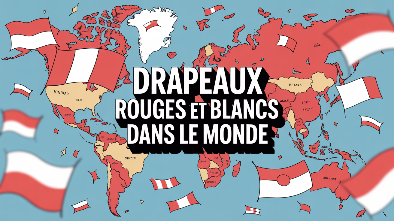 carte monde drapeau rouge et blanc pays illustration