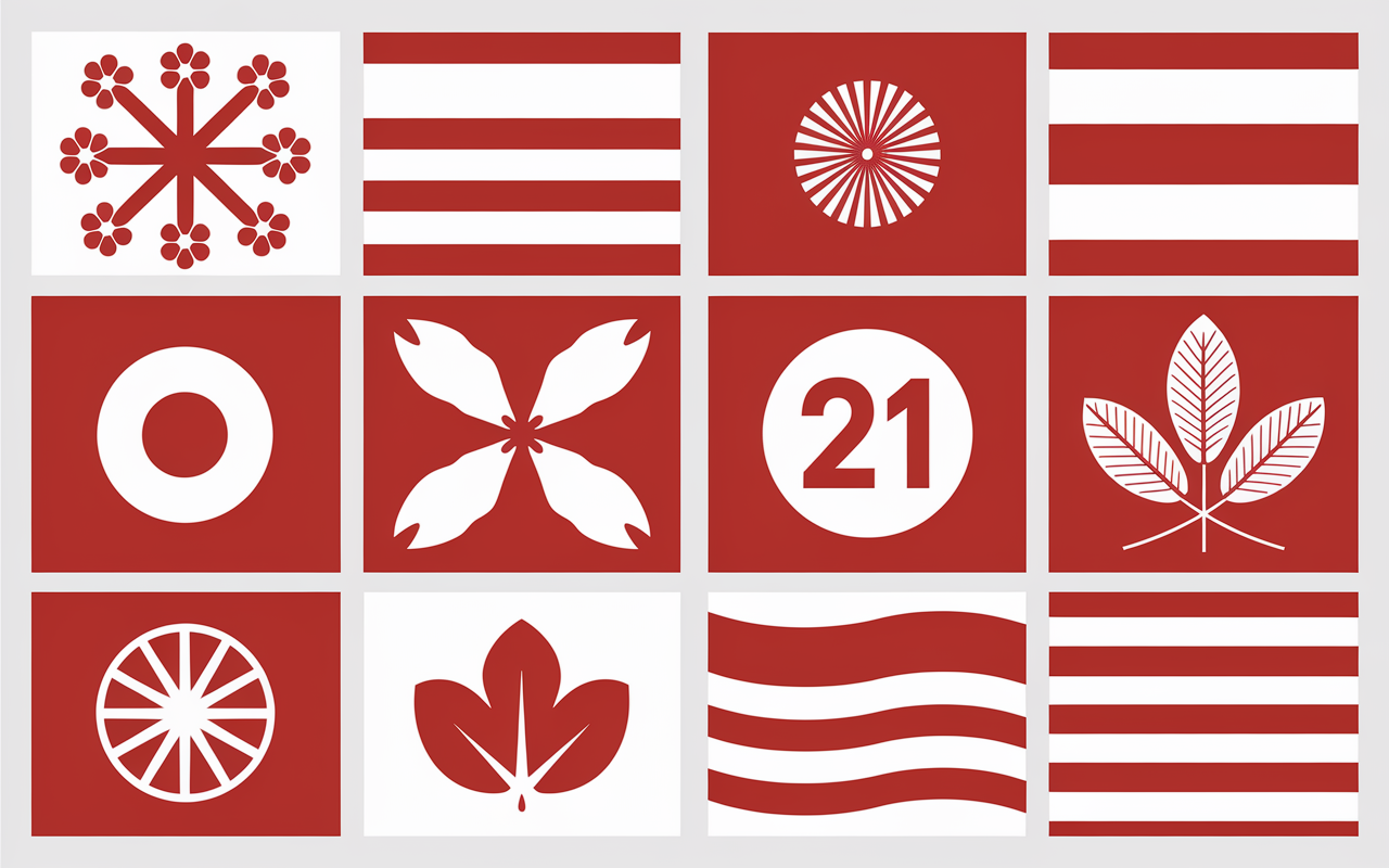 grille drapeau rouge et blanc pays illustration