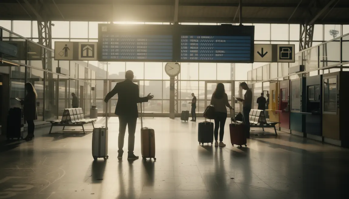 Voyageurs gare française animée échange de billets
