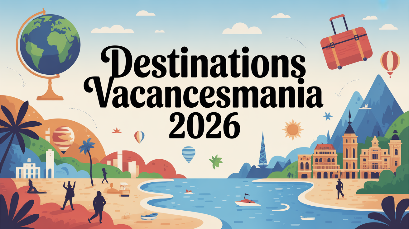 illustration globe voyageurs plus belle destination vacancesmania 2026