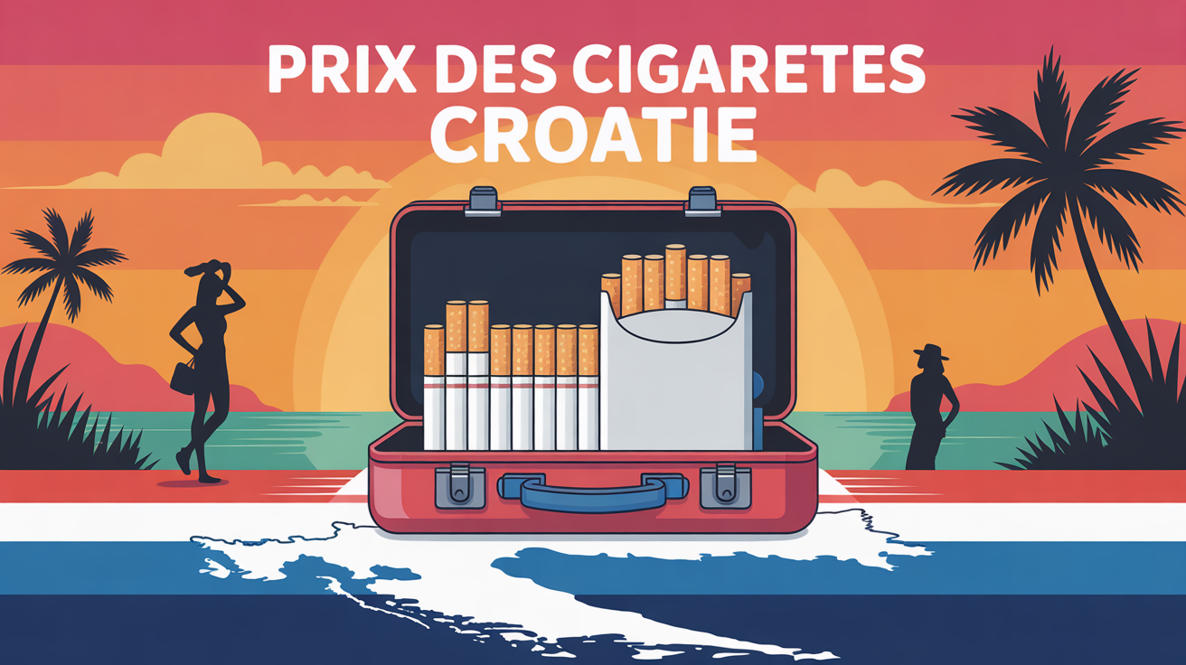 scène valise et carte avec texte prix cigarette croatie