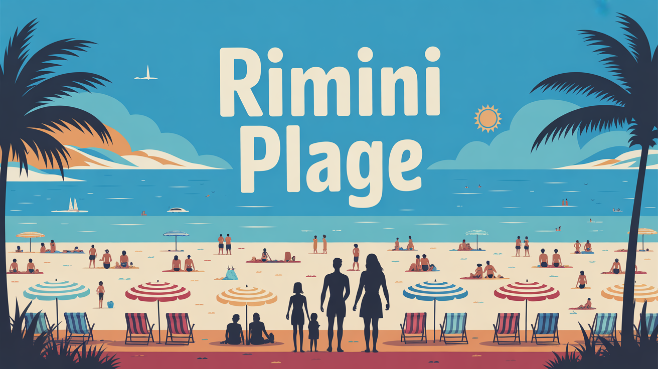 rimini plage vue estivale animee avec familles