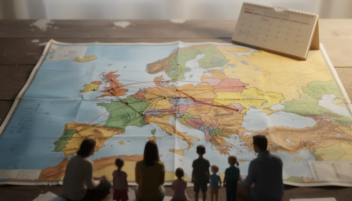 Carte Europe calendrier vacances scolaires familles 2025-2026