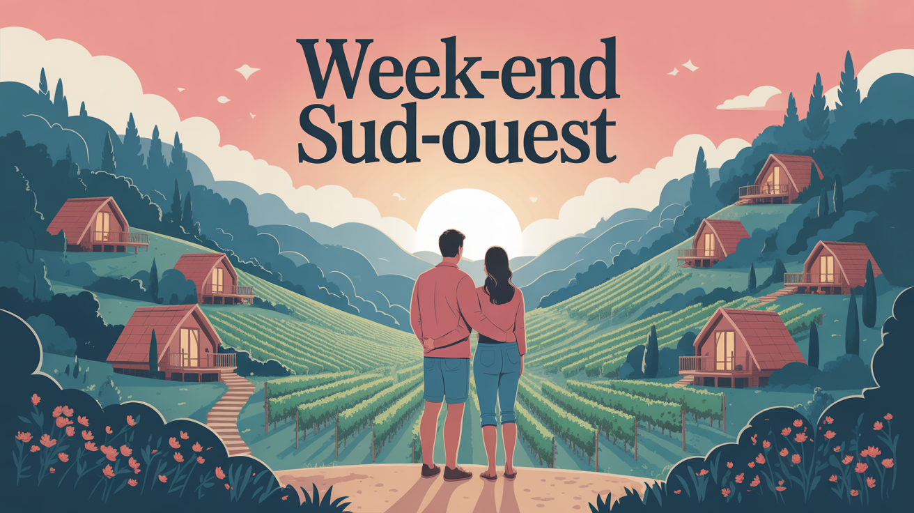 Illustration couple week end dans le sud ouest nature