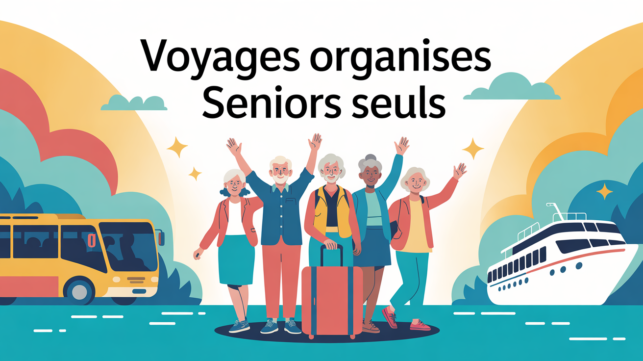 illustration voyages organisés pour personnes seules 70 ans groupe seniors