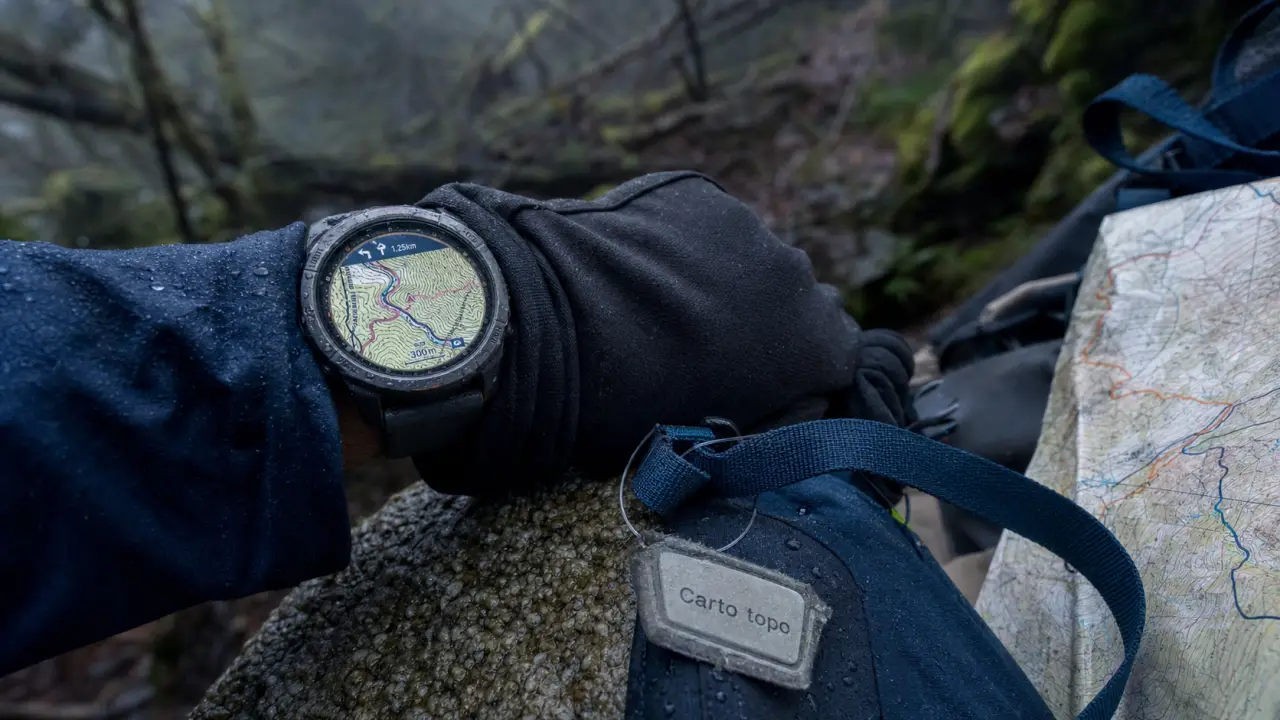 Meilleure montre GPS avec cartographie : écran carte topo et itinéraire sur sentier