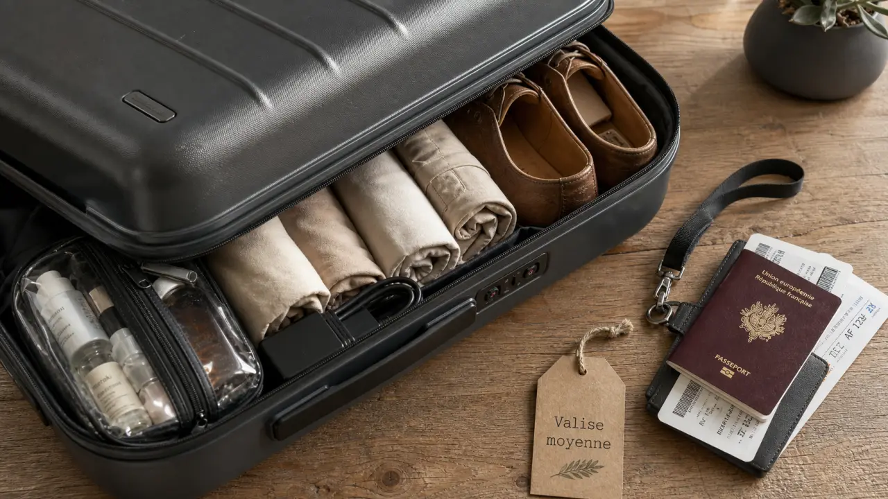 Valise moyenne pour 4 à 7 jours, vue ouverte