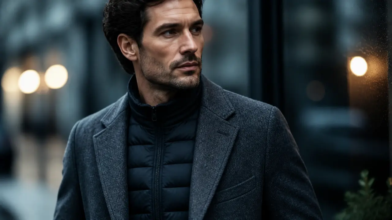 Doudoune fine pour homme noire, coupe ajustée, col montant zippé